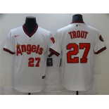 Men's Nike Los Angeles Angels #27 Mike Trout White Retro Stitched Baseball Jersey