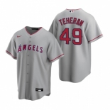 Men's Nike Los Angeles Angels #49 Julio Teheran Gray Road Stitched Baseball Jersey