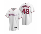 Men's Nike Los Angeles Angels #49 Julio Teheran White Home Stitched Baseball Jersey