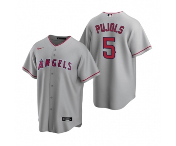 Men's Nike Los Angeles Angels #5 Albert Pujols Gray Road Stitched Baseball Jersey