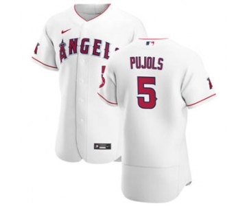 Men's Nike Los Angeles Angels #5 Albert Pujols White Home 2020 Authentic Player Baseball Jersey