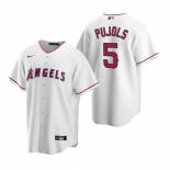 Men's Nike Los Angeles Angels #5 Albert Pujols White Home Stitched Baseball Jersey