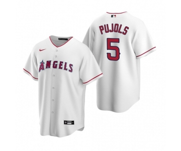 Men's Nike Los Angeles Angels #5 Albert Pujols White Home Stitched Baseball Jersey