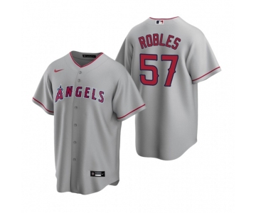 Men's Nike Los Angeles Angels #57 Hansel Robles Gray Road Stitched Baseball Jersey