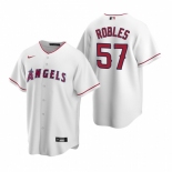 Men's Nike Los Angeles Angels #57 Hansel Robles White Home Stitched Baseball Jersey