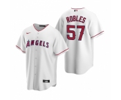 Men's Nike Los Angeles Angels #57 Hansel Robles White Home Stitched Baseball Jersey