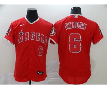 Men's Nike Los Angeles Angels #6 Anthony Rendon Red Flex Base Home Stitched Baseball Jersey