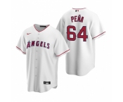 Men's Nike Los Angeles Angels #64 Felix Pena White Home Stitched Baseball Jersey