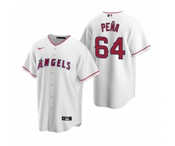 Men's Nike Los Angeles Angels #64 Felix Pena White Home Stitched Baseball Jersey