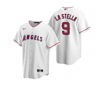 Men's Nike Los Angeles Angels #9 Tommy La Stella White Home Stitched Baseball Jersey