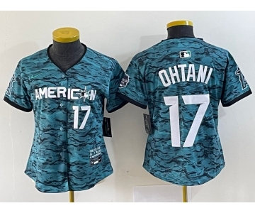 Women's Los Angeles Angels #17 Shohei Ohtani Number Teal 2023 All Star Cool Base Stitched Jersey