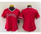 Women's Los Angeles Angels Blank Red Stitched MLB Cool Base Nike Jersey