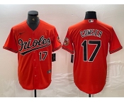 Men's Baltimore Orioles #17 Colton Cowser Number Orange Cool Base Stitched Jersey