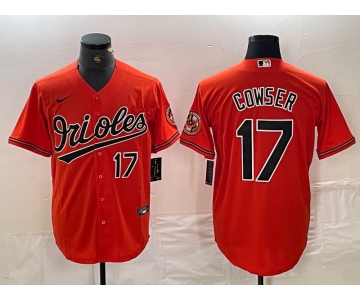 Men's Baltimore Orioles #17 Colton Cowser Number Orange Cool Base Stitched Jersey