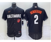 Men's Baltimore Orioles #2 Gunnar Henderson Black 2023 City Connect Flex Base Stitched Jersey 1