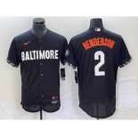 Men's Baltimore Orioles #2 Gunnar Henderson Black 2023 City Connect Flex Base Stitched Jersey