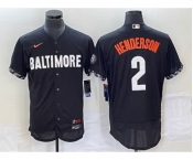 Men's Baltimore Orioles #2 Gunnar Henderson Black 2023 City Connect Flex Base Stitched Jersey