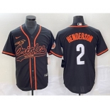 Men's Baltimore Orioles #2 Gunnar Henderson Black Cool Base Stitched Baseball Jersey