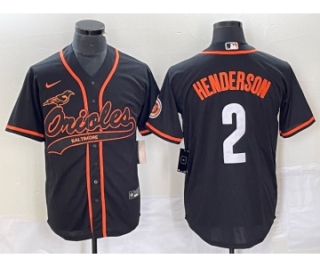 Men's Baltimore Orioles #2 Gunnar Henderson Black Cool Base Stitched Baseball Jersey