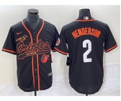 Men's Baltimore Orioles #2 Gunnar Henderson Black With Patch Cool Base Stitched Baseball Jersey