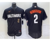 Men's Baltimore Orioles #2 Gunnar Henderson Number Black 2023 City Connect Flex Base Stitched Jersey