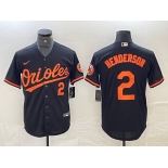 Men's Baltimore Orioles #2 Gunnar Henderson Number Black Cool Base Stitched Jersey