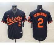 Men's Baltimore Orioles #2 Gunnar Henderson Number Black Cool Base Stitched Jersey