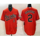 Men's Baltimore Orioles #2 Gunnar Henderson Number Orange Cool Base Stitched Jersey