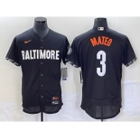 Men's Baltimore Orioles #3 Jorge Mateo Black 2023 City Connect Flex Base Stitched Jersey