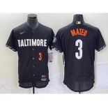 Men's Baltimore Orioles #3 Jorge Mateo Number Black 2023 City Connect Flex Base Stitched Jersey 1