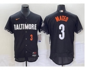 Men's Baltimore Orioles #3 Jorge Mateo Number Black 2023 City Connect Flex Base Stitched Jersey 1