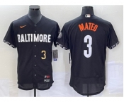 Men's Baltimore Orioles #3 Jorge Mateo Number Black 2023 City Connect Flex Base Stitched Jersey 2