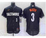 Men's Baltimore Orioles #3 Jorge Mateo Number Black 2023 City Connect Flex Base Stitched Jersey