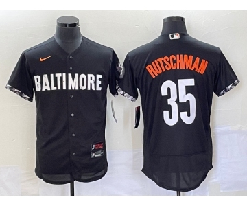 Men's Baltimore Orioles #35 Adley Rutschman Black 2023 City Connect Flex Base Stitched Jersey 1