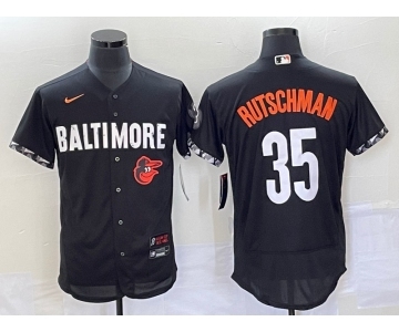 Men's Baltimore Orioles #35 Adley Rutschman Black 2023 City Connect Flex Base Stitched Jersey