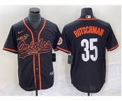 Men's Baltimore Orioles #35 Adley Rutschman Black Cool Base Stitched Baseball Jersey