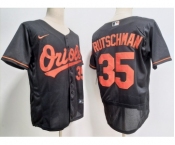 Men's Baltimore Orioles #35 Adley Rutschman Black Stitched Flex Base Nike Jersey