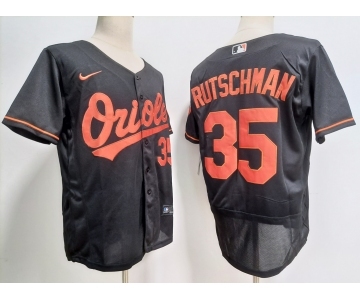 Men's Baltimore Orioles #35 Adley Rutschman Black Stitched Flex Base Nike Jersey