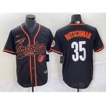 Men's Baltimore Orioles #35 Adley Rutschman Black With Patch Cool Base Stitched Baseball Jersey