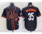 Men's Baltimore Orioles #35 Adley Rutschman Black With Patch Cool Base Stitched Baseball Jersey