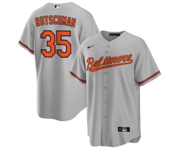 Men's Baltimore Orioles #35 Adley Rutschman Gray Cool Base Stitched Jersey