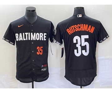 Men's Baltimore Orioles #35 Adley Rutschman Number Black 2023 City Connect Flex Base Stitched Jersey 1