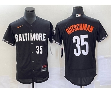 Men's Baltimore Orioles #35 Adley Rutschman Number Black 2023 City Connect Flex Base Stitched Jersey 2