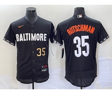 Men's Baltimore Orioles #35 Adley Rutschman Number Black 2023 City Connect Flex Base Stitched Jersey