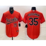 Men's Baltimore Orioles #35 Adley Rutschman Number Orange Stitched Cool Base Nike Jersey