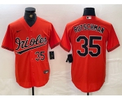 Men's Baltimore Orioles #35 Adley Rutschman Number Orange Stitched Cool Base Nike Jersey