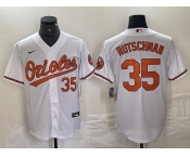 Men's Baltimore Orioles #35 Adley Rutschman Number White Stitched Cool Base Nike Jersey