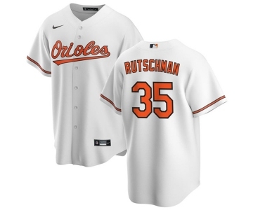 Men's Baltimore Orioles #35 Adley Rutschman White Cool Base Stitched Jersey