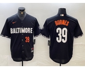 Men's Baltimore Orioles #39 Corbin Burnes Number Black 2023 City Connect Cool Base Stitched Jersey