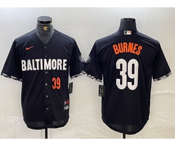 Men's Baltimore Orioles #39 Corbin Burnes Number Black 2023 City Connect Cool Base Stitched Jersey